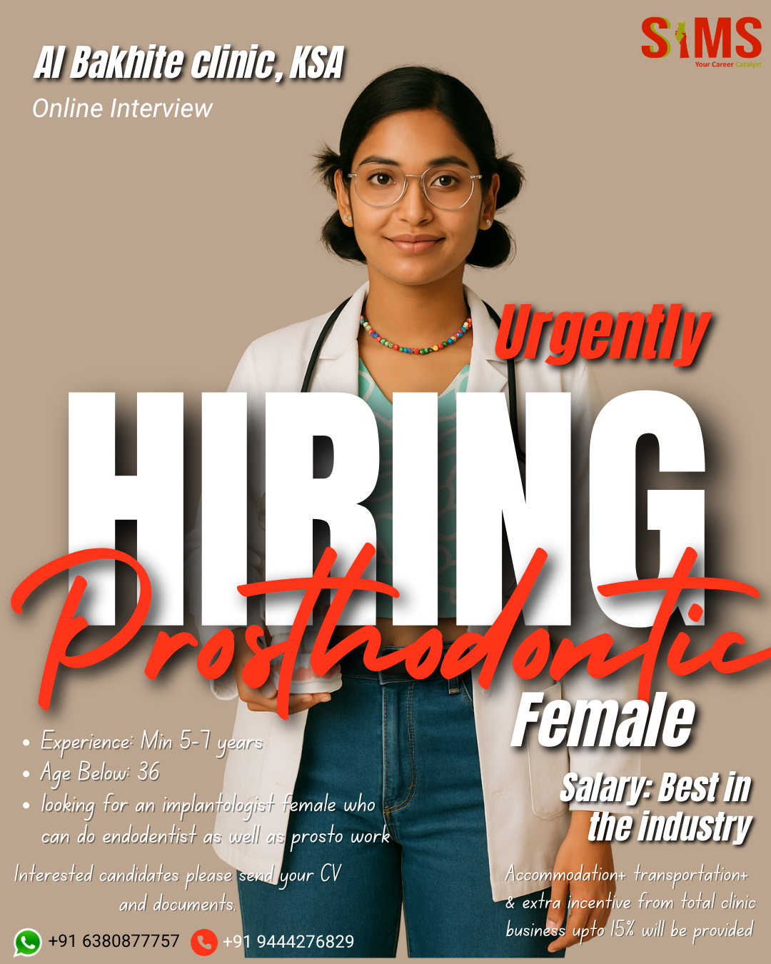 Prosthodontist (Female) — Gulf job poster